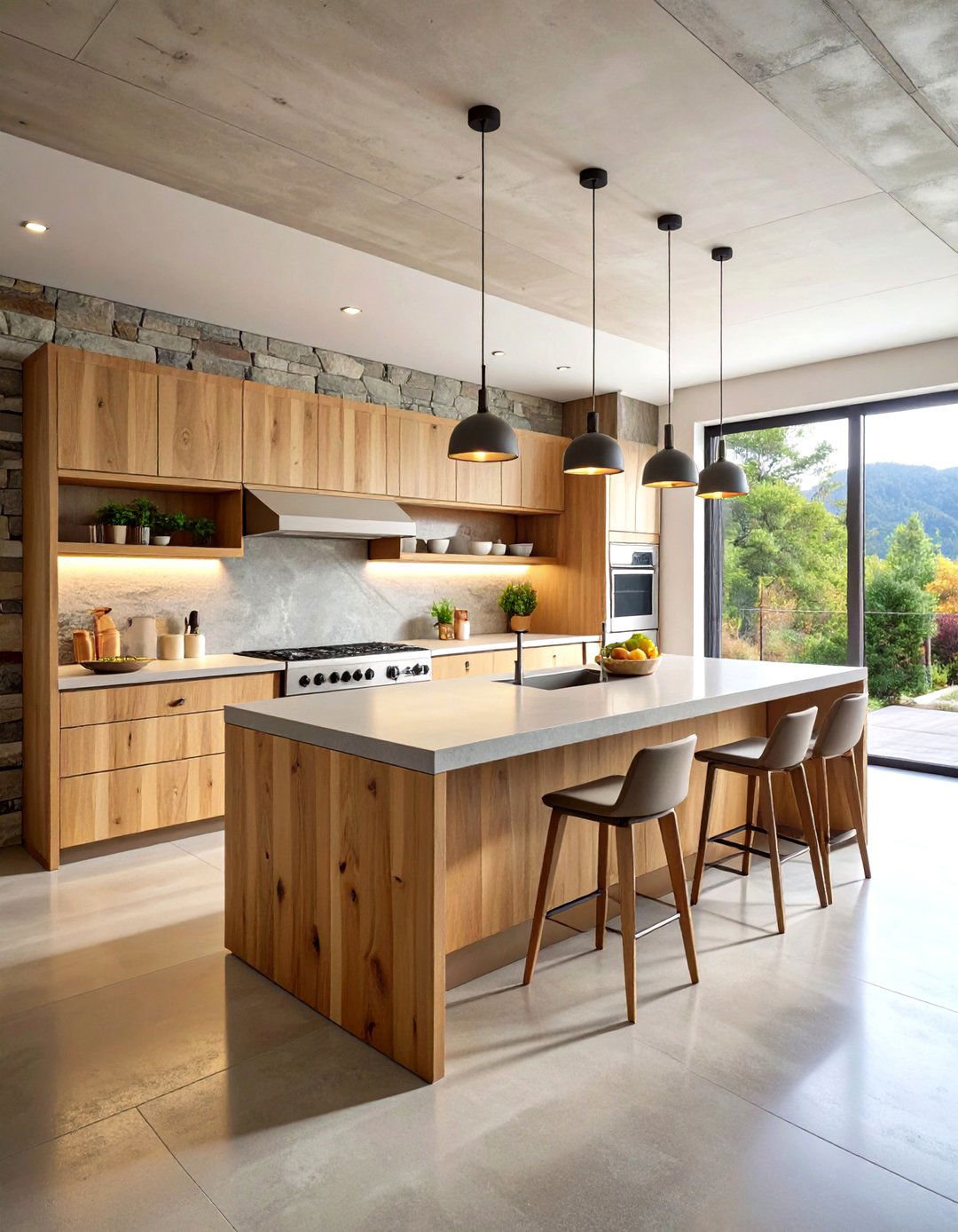 Modern Rustic Kitchen with Clean Lines and Natural Elements - 20 Rustic Kitchen Ideas
