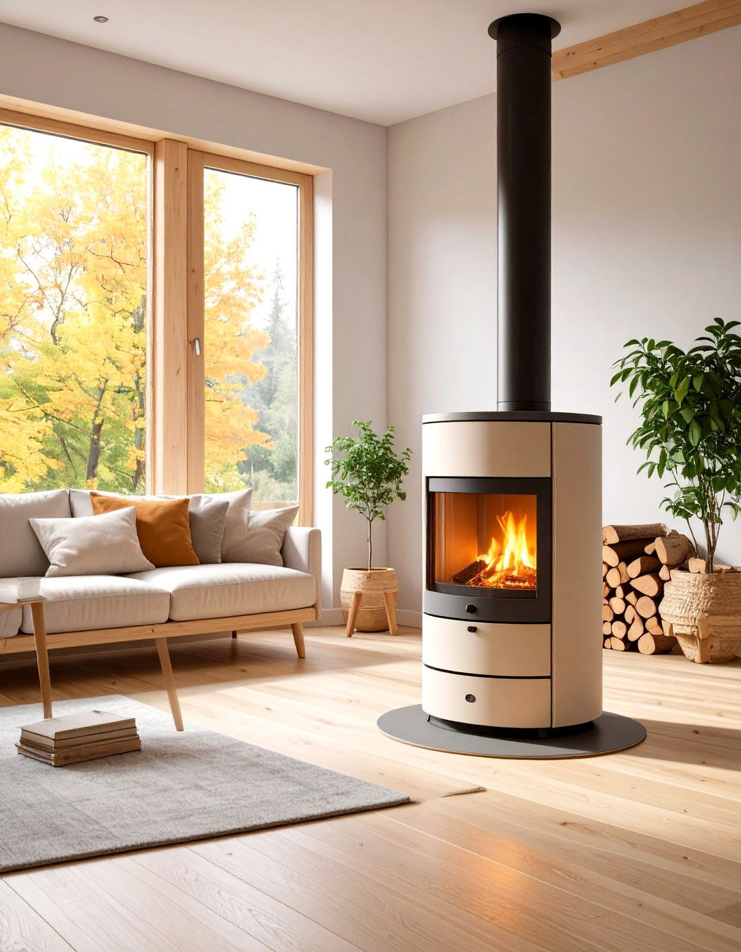 Modern Scandinavian Style Fireplace - 20 Small Living Room Fireplace Ideas