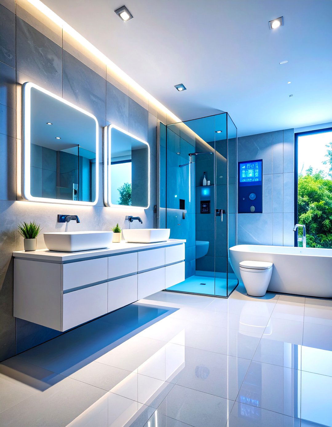 Modern Smart Technology Integrated Bathroom - 20 Modern Bathroom Decor Ideas