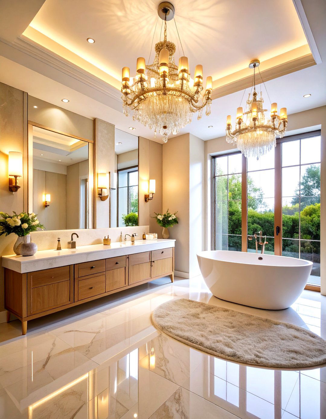 Modern Statement Lighting Bathroom Design - 20 Modern Bathroom Decor Ideas