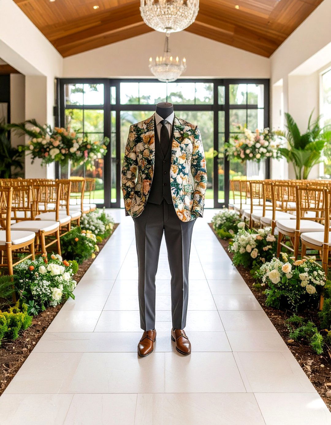 Modern Suit Separates Wedding Outfit with Patterned Blazer - 20 Guest Wedding Outfit Ideas