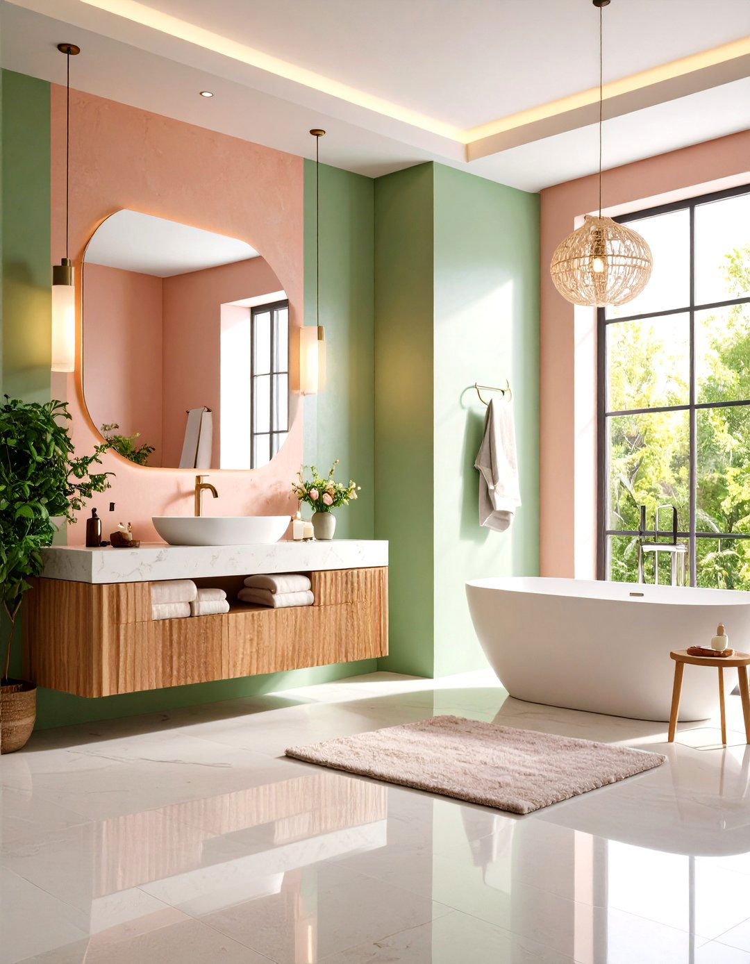 Modern Textured Plaster Wall Bathroom - 20 Modern Bathroom Decor Ideas