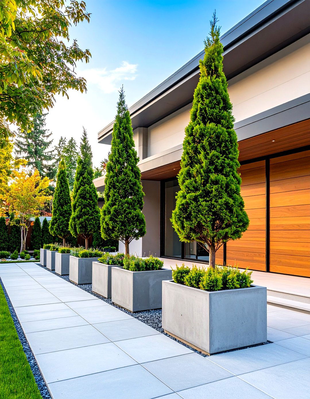 Modern Tree Landscaping with Architectural Integration - 20 Tree Landscaping Ideas