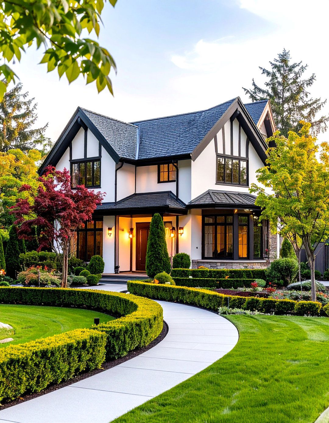 Modern Tudor Exterior Landscaping Integration Approaches - 20 Modern Tudor Exterior Inspiration