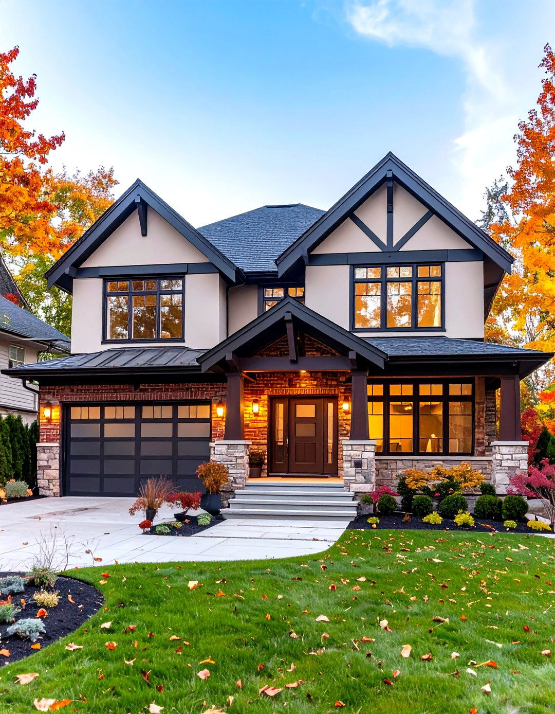 Modern Tudor Exterior Stone and Brick Integration - 20 Modern Tudor Exterior Inspiration