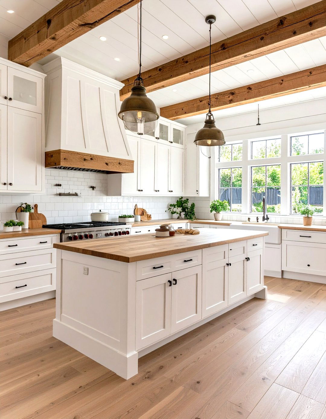 Modern White Kitchen Farmhouse with Shiplap Accent Walls - 20 White Kitchen Ideas