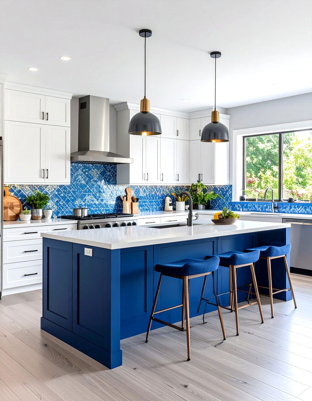 Modern White Kitchen with Bold Accent Colors and Stainless Steel Appliances - 20 White Kitchen with Stainless Steel Appliances Ideas