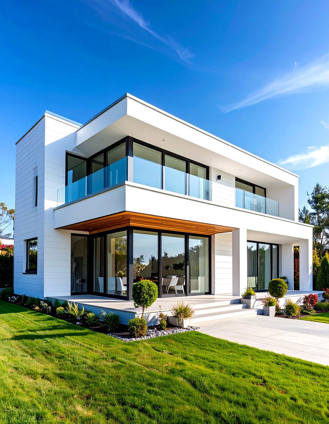 Modern White Minimalist Siding House - 20 White Siding House Designs