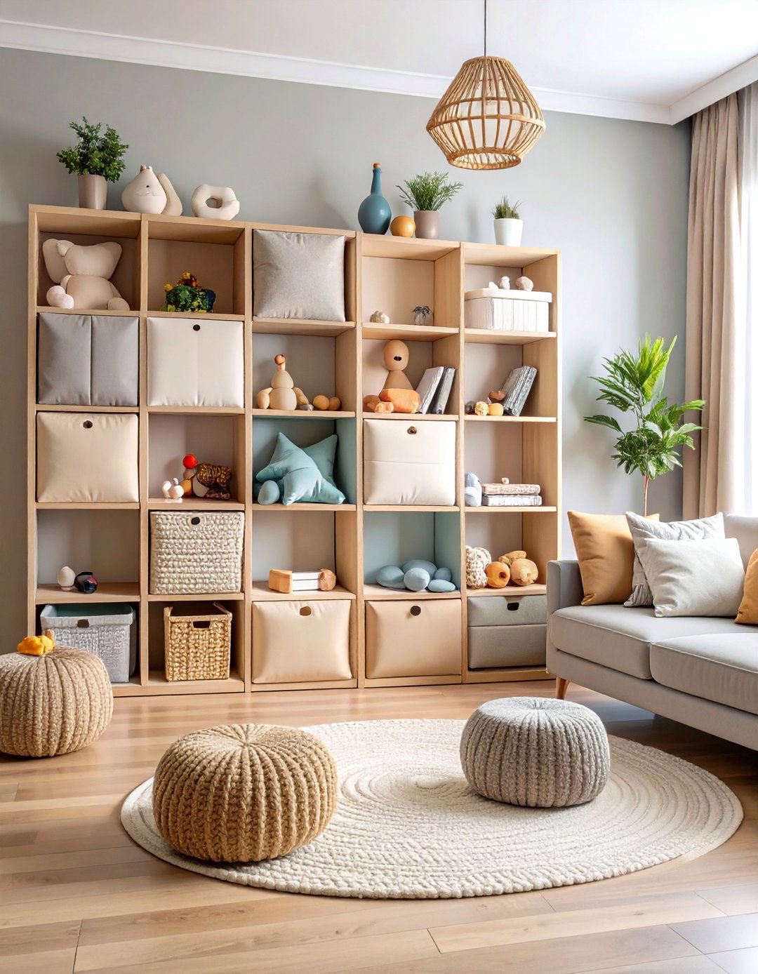 Modular Cube Living Room Toy Storage Wall - 20 Living Room Toy Storage Ideas