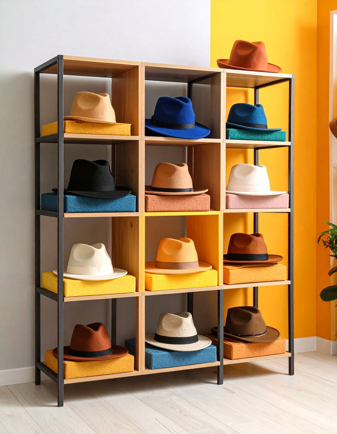 Modular Cube Shelves as Hat Cubbies - 20 Hat Storage Ideas