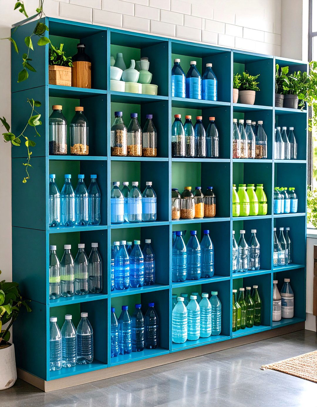 Modular Cube Water Bottle Storage Wall System - 20 Water Bottle Storage Ideas