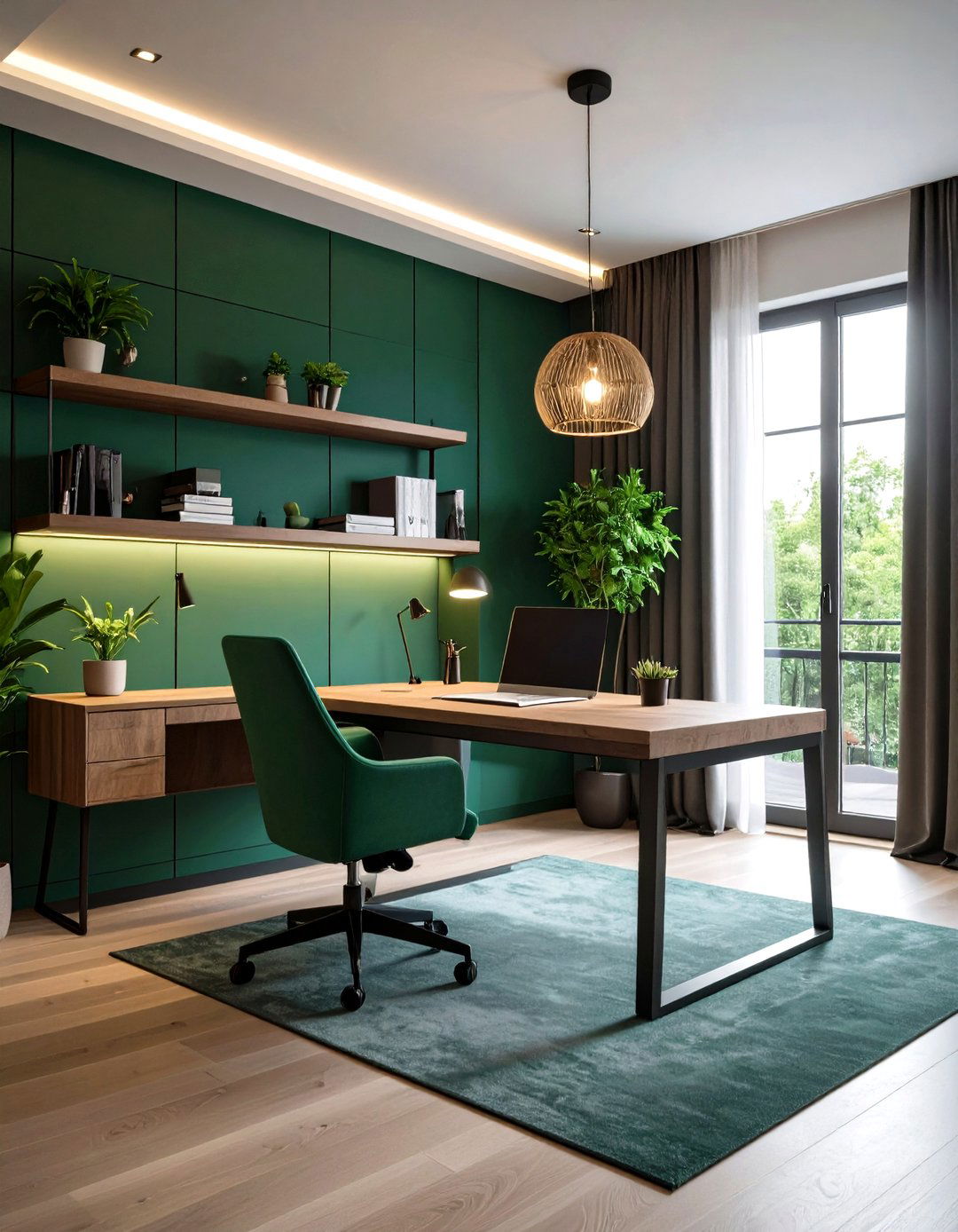 Modular Desk Nook Painted Dark Green for Depth - 20 Dark Green Office Ideas and Inspiration