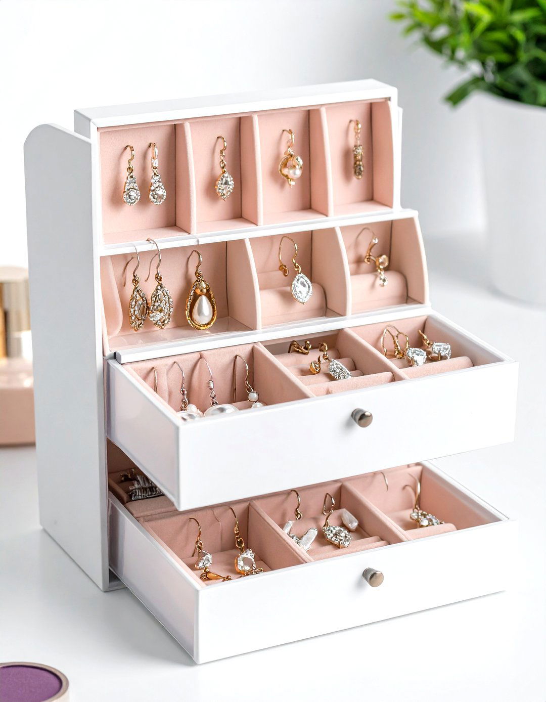 Modular Stackable Box Earring Storage Layers - 20 Earring Storage Ideas