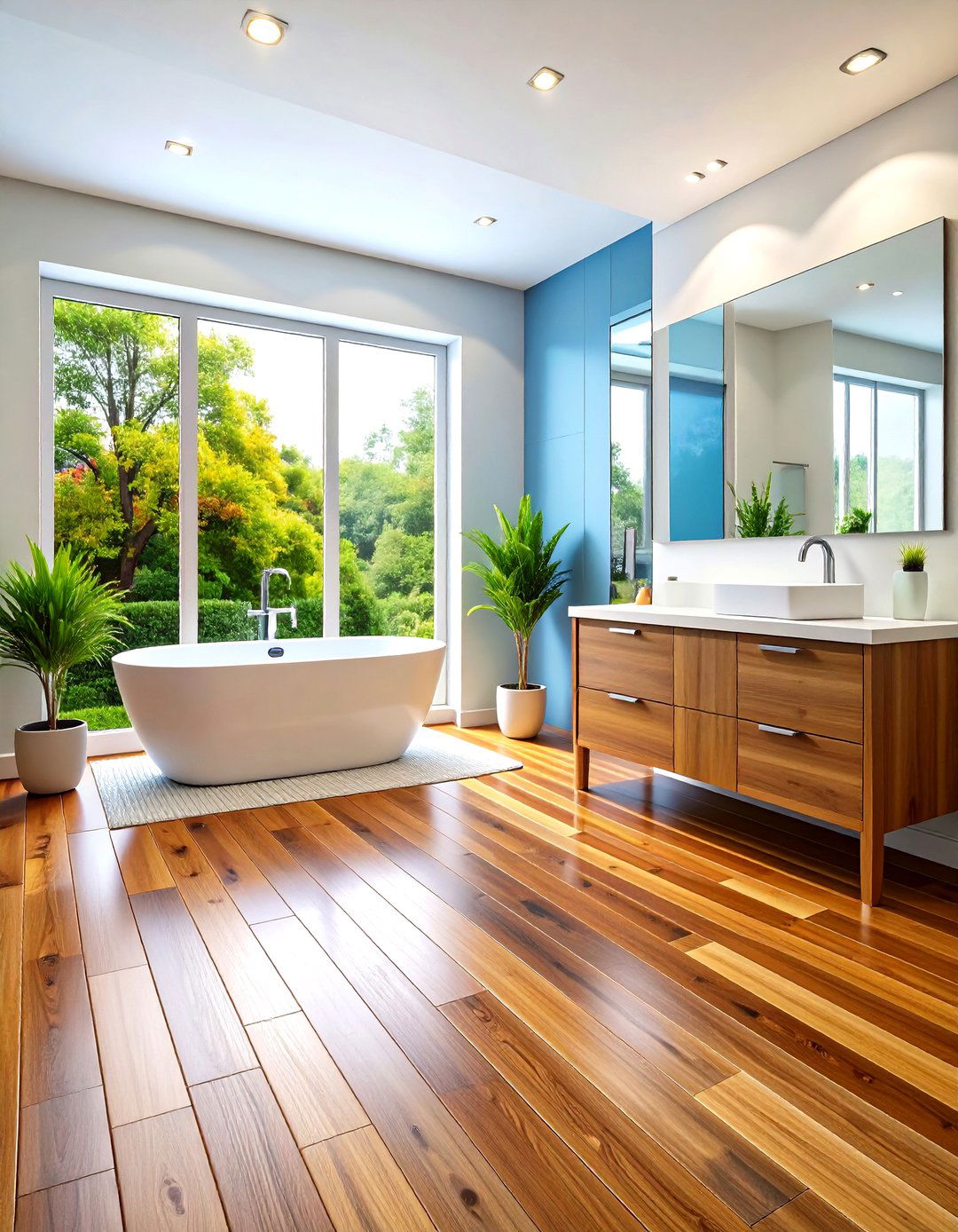 Moisture Resistant Edge Sealed Wood Floors in Bathrooms - 20 Ideas for Wood Floors in Bathrooms