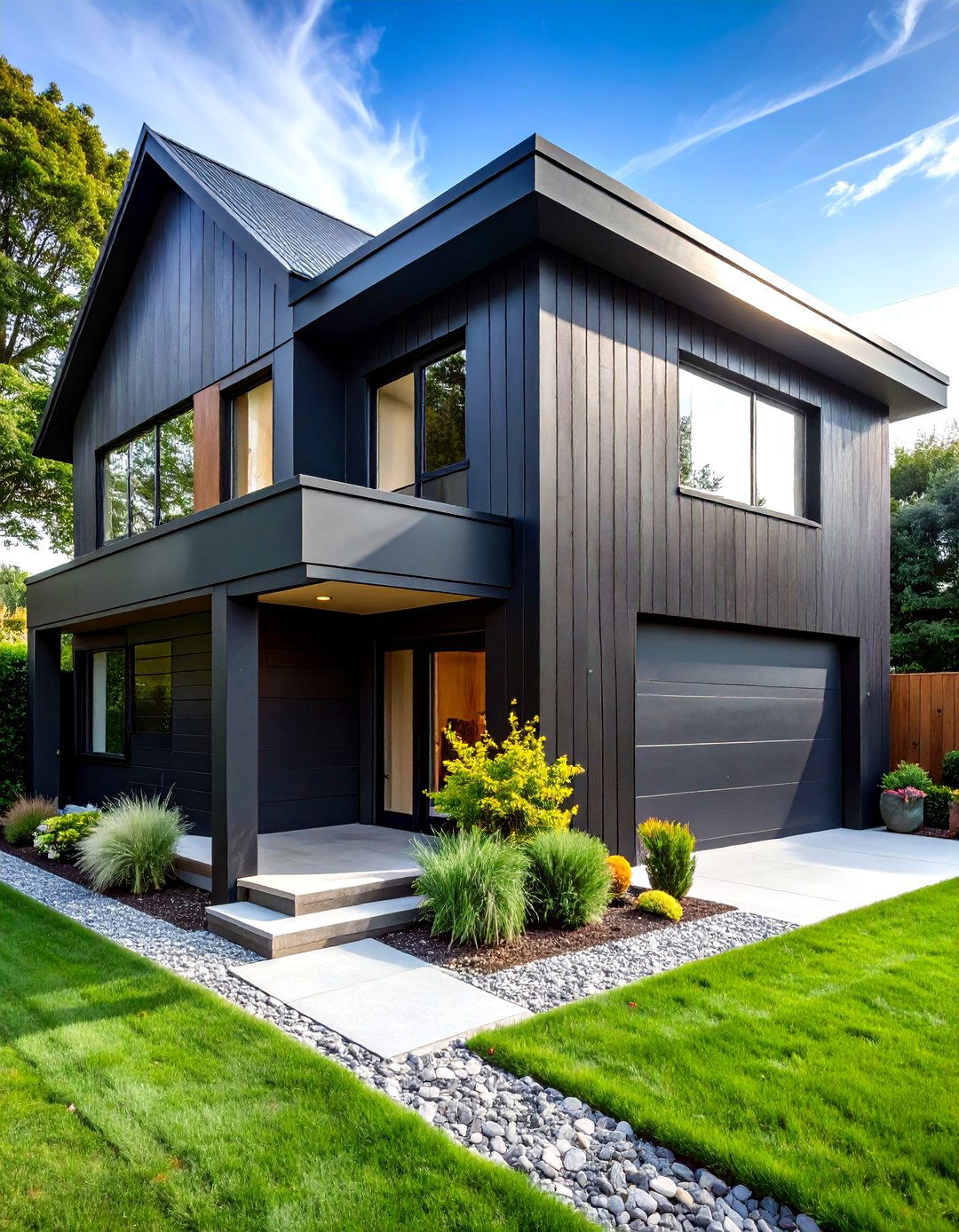 Monochromatic Black Siding House - 20 black siding house ideas