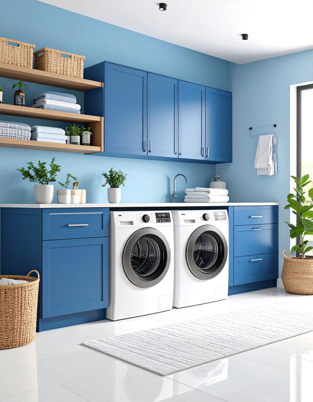 Monochromatic Blue Laundry Room Design Scheme - 20 Blue Laundry Room Ideas