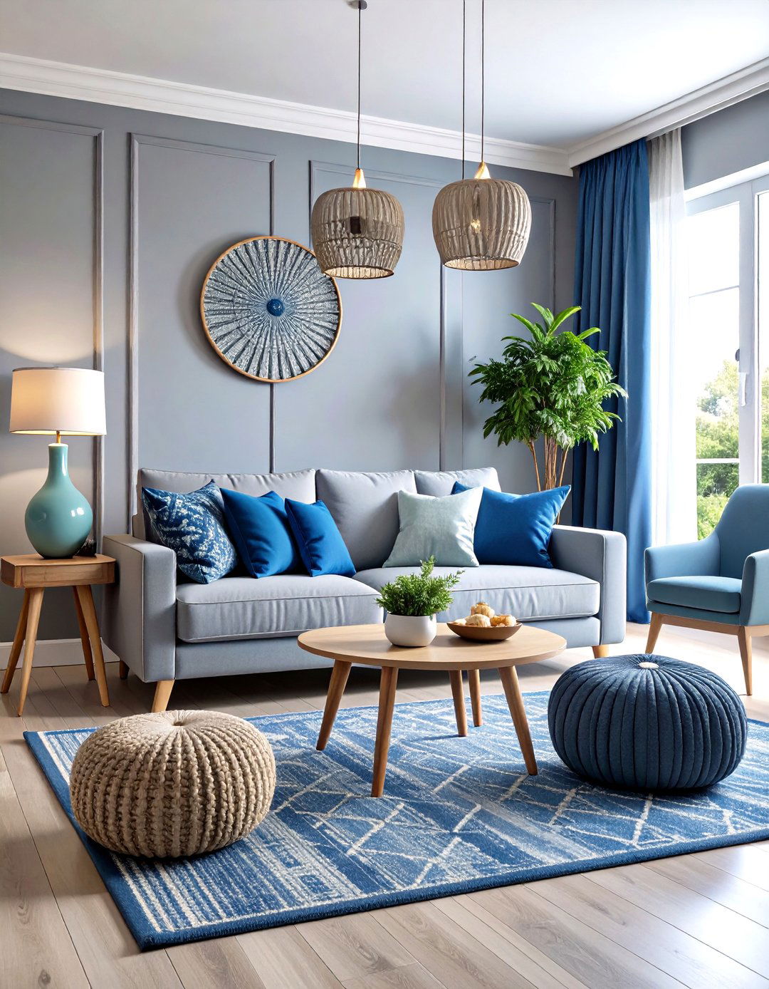 Monochromatic Blue and Grey Living Room Schemes - 20 Blue and Grey Living Room Ideas