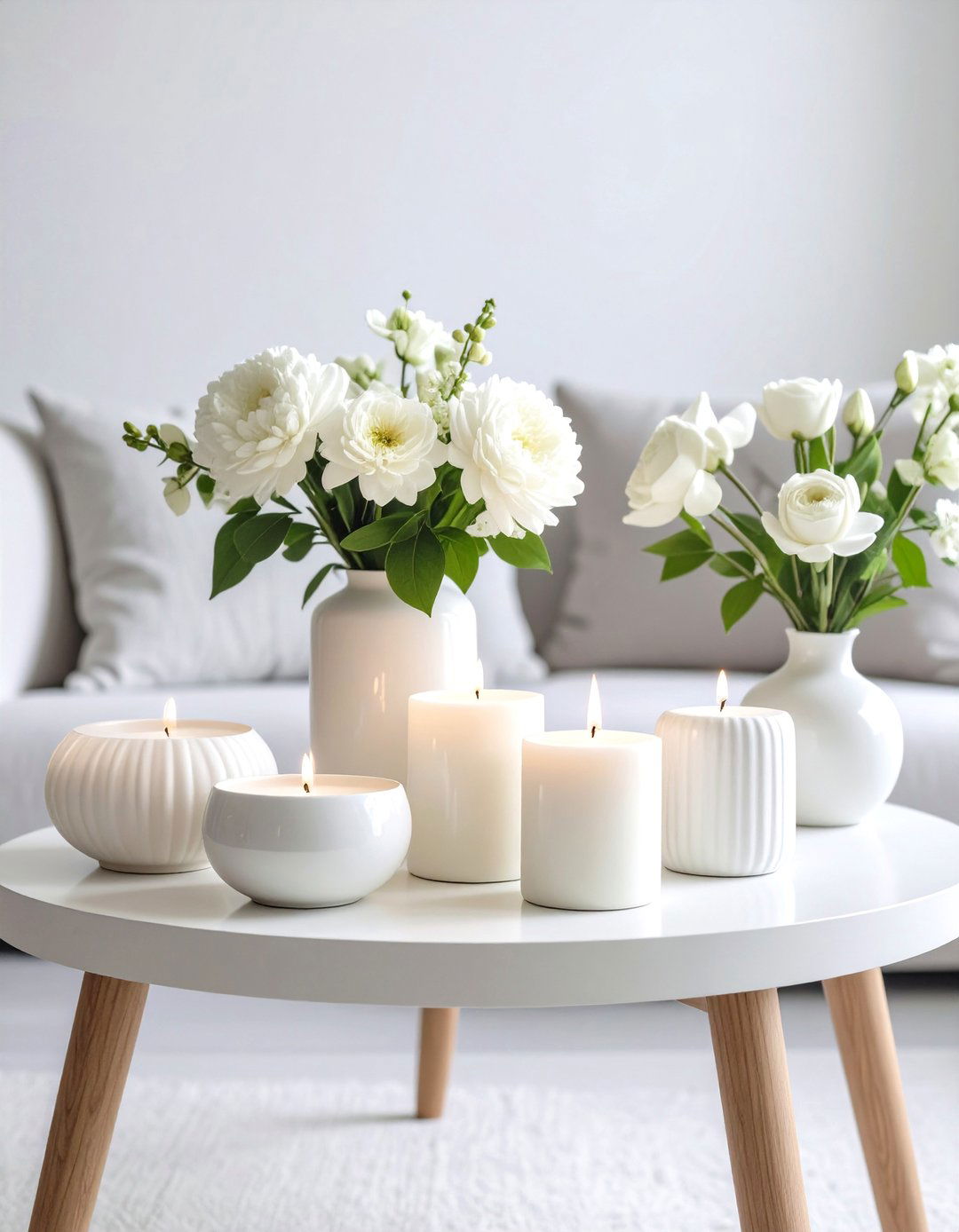 Monochromatic Color Coffee Table Centerpiece - 20 Coffee Table Centerpiece Ideas