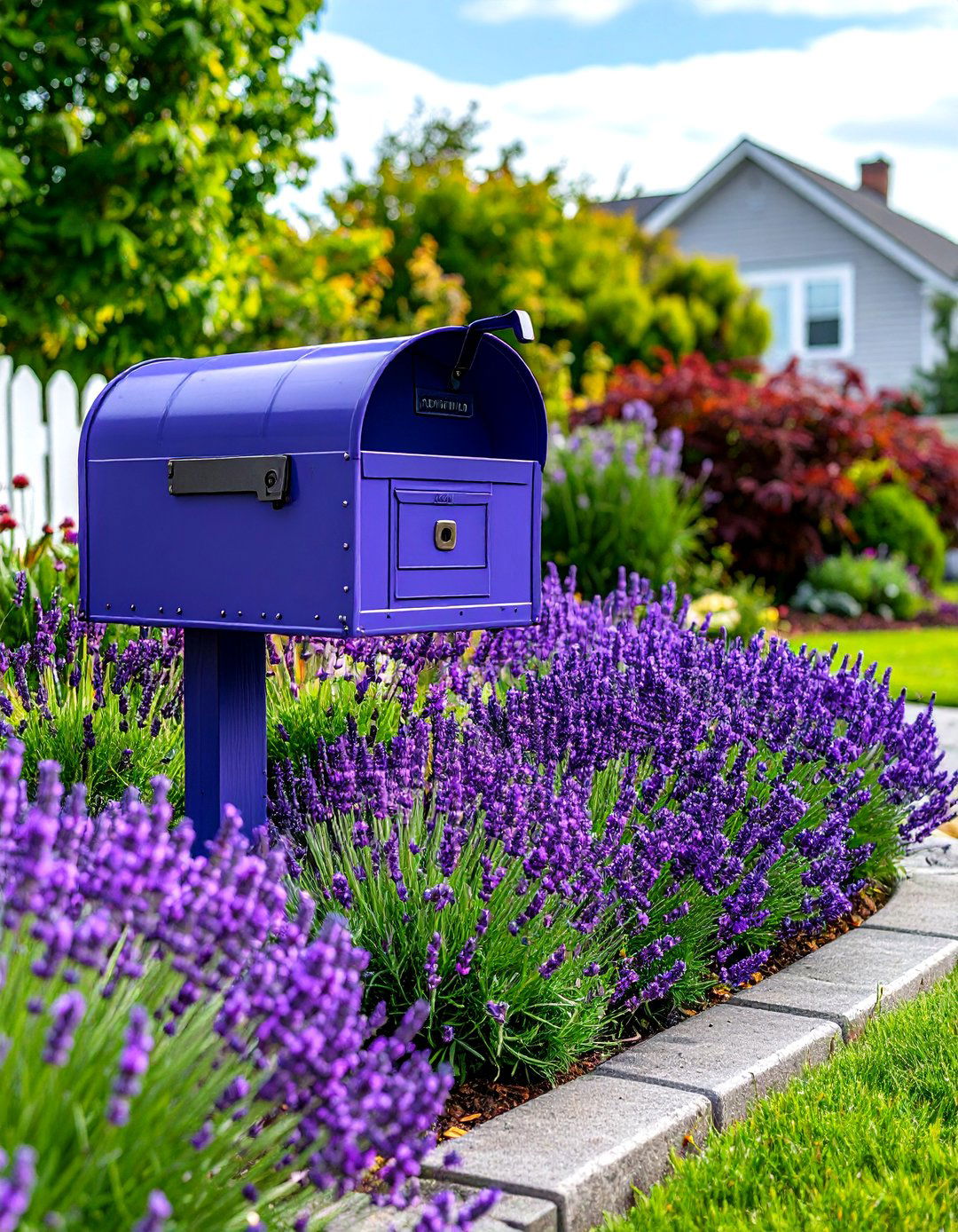 Monochromatic Color Theme Mailbox Landscaping - 20 Mailbox Landscaping Ideas