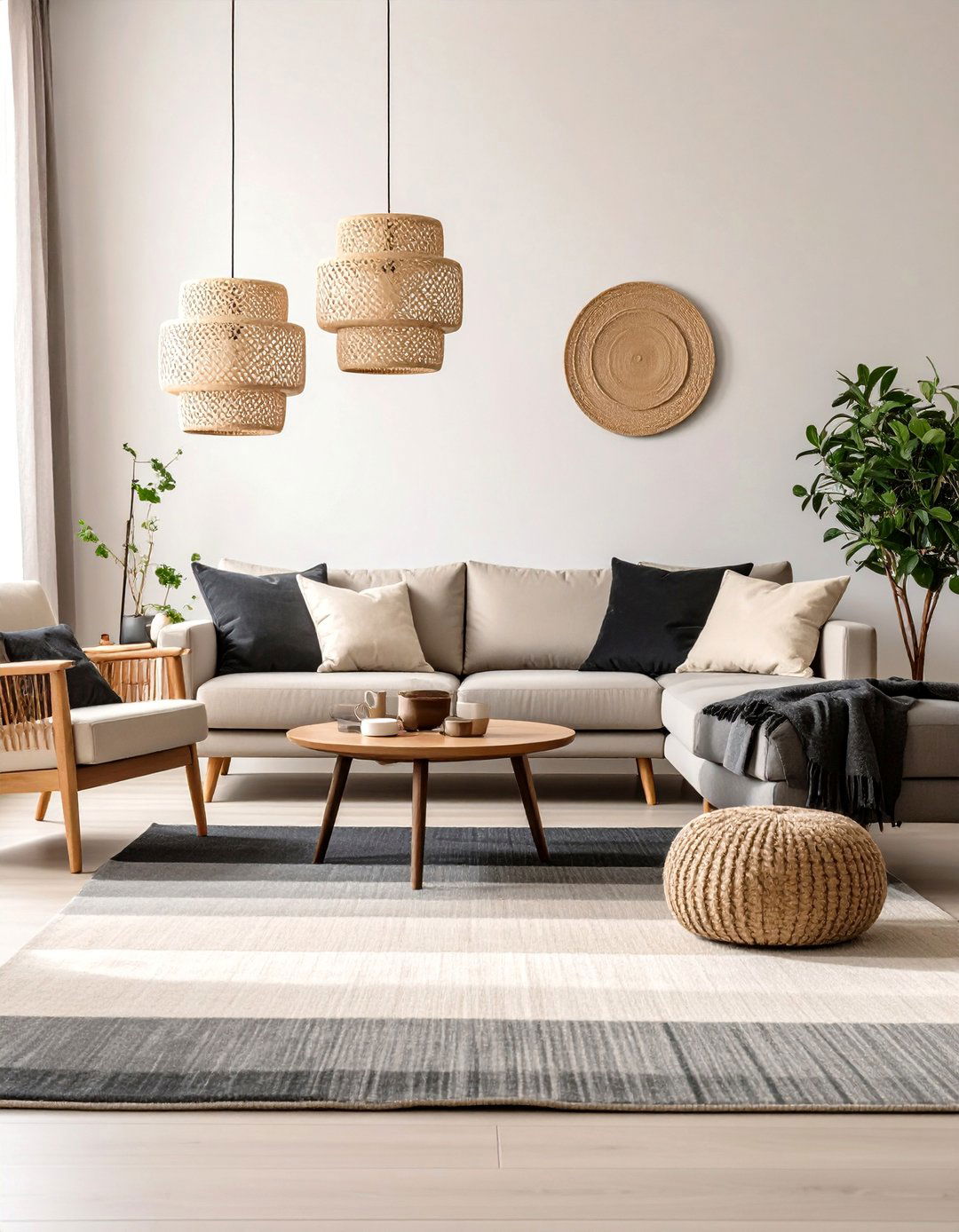 Monochromatic Cream and Black Living Room - 20 Cream and Black Living Room Ideas