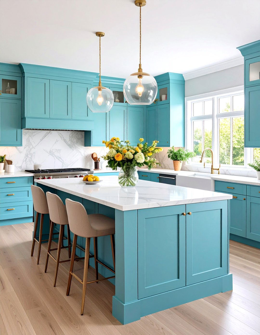 Monochromatic Elegance Kitchen Island Centerpiece - 20 Kitchen Island Centerpiece Ideas
