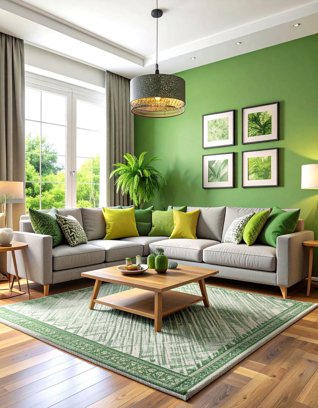 Monochromatic Layering of Sage Tones - 20 Sage Green Living Room Ideas