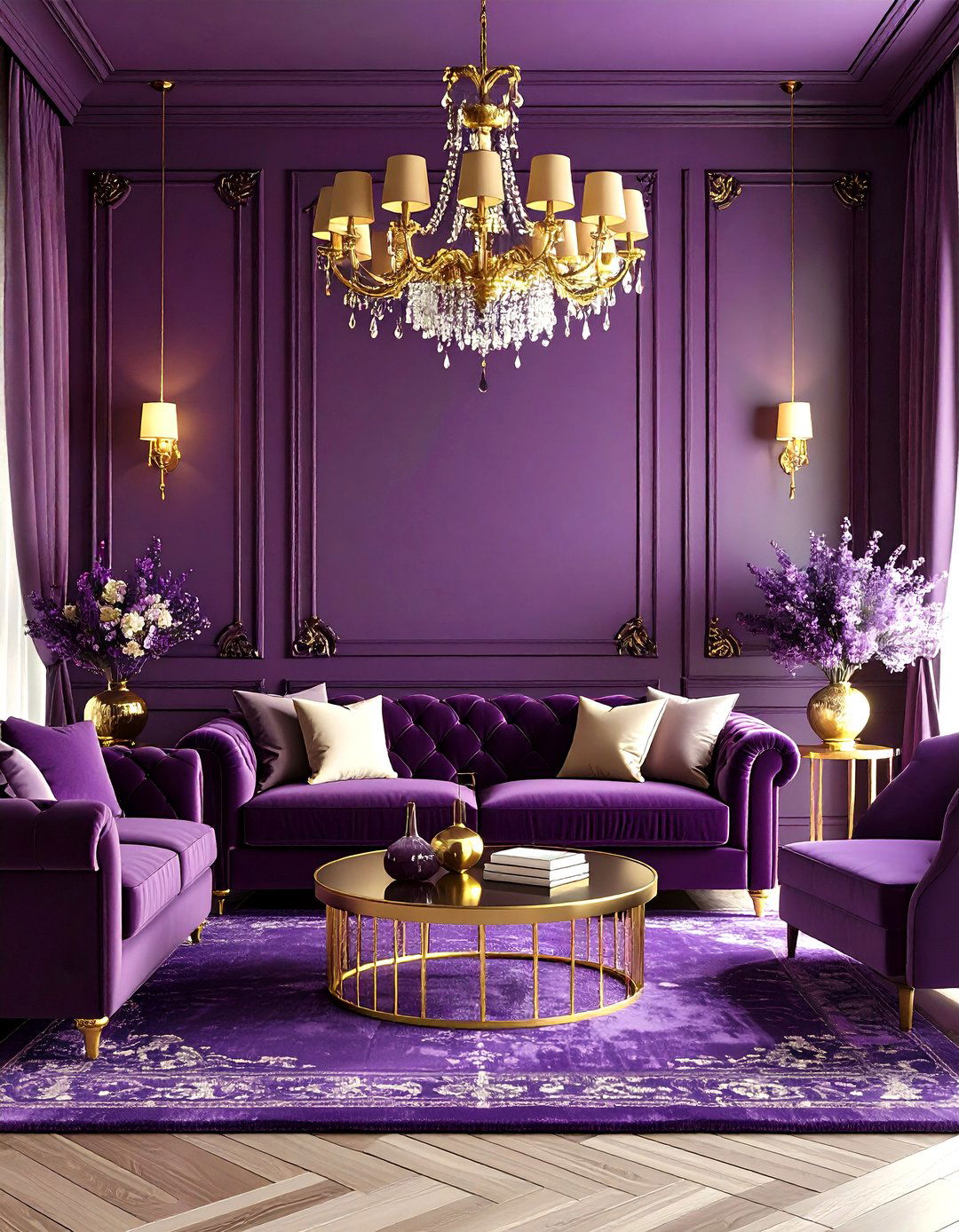 Monochromatic Living Room Aubergine Purple Mystery - 20 Monochromatic Living Room Ideas