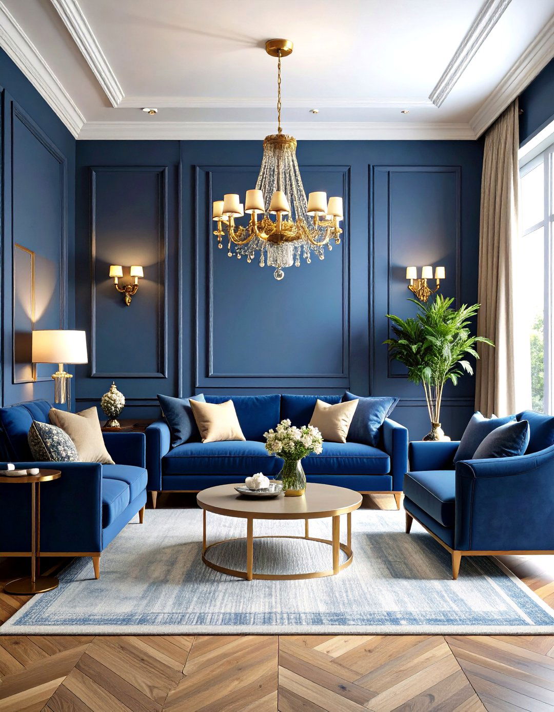 Monochromatic Living Room Navy Blue Sophistication - 20 Monochromatic Living Room Ideas
