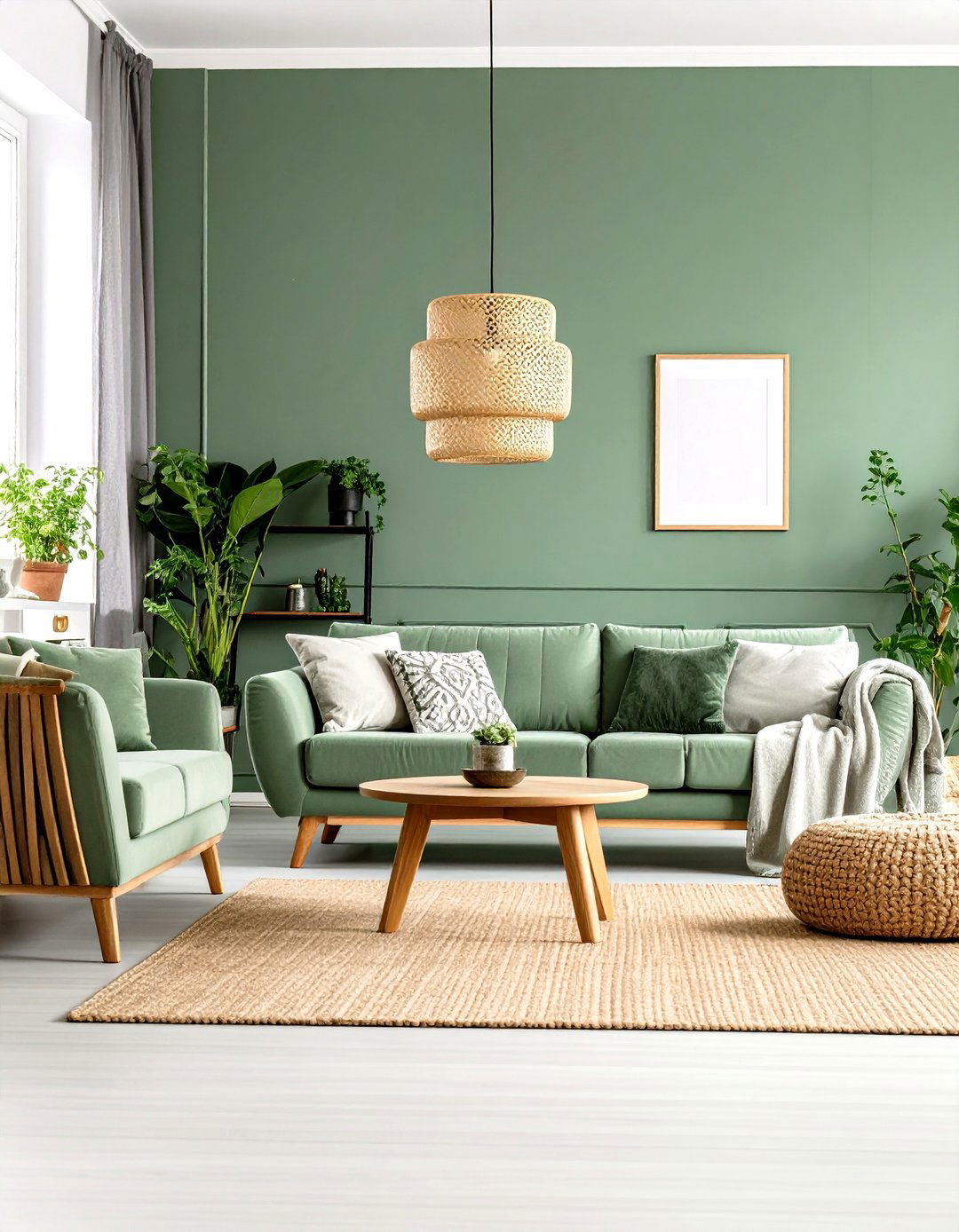 Monochromatic Living Room Sage Green Tranquility - 20 Monochromatic Living Room Ideas
