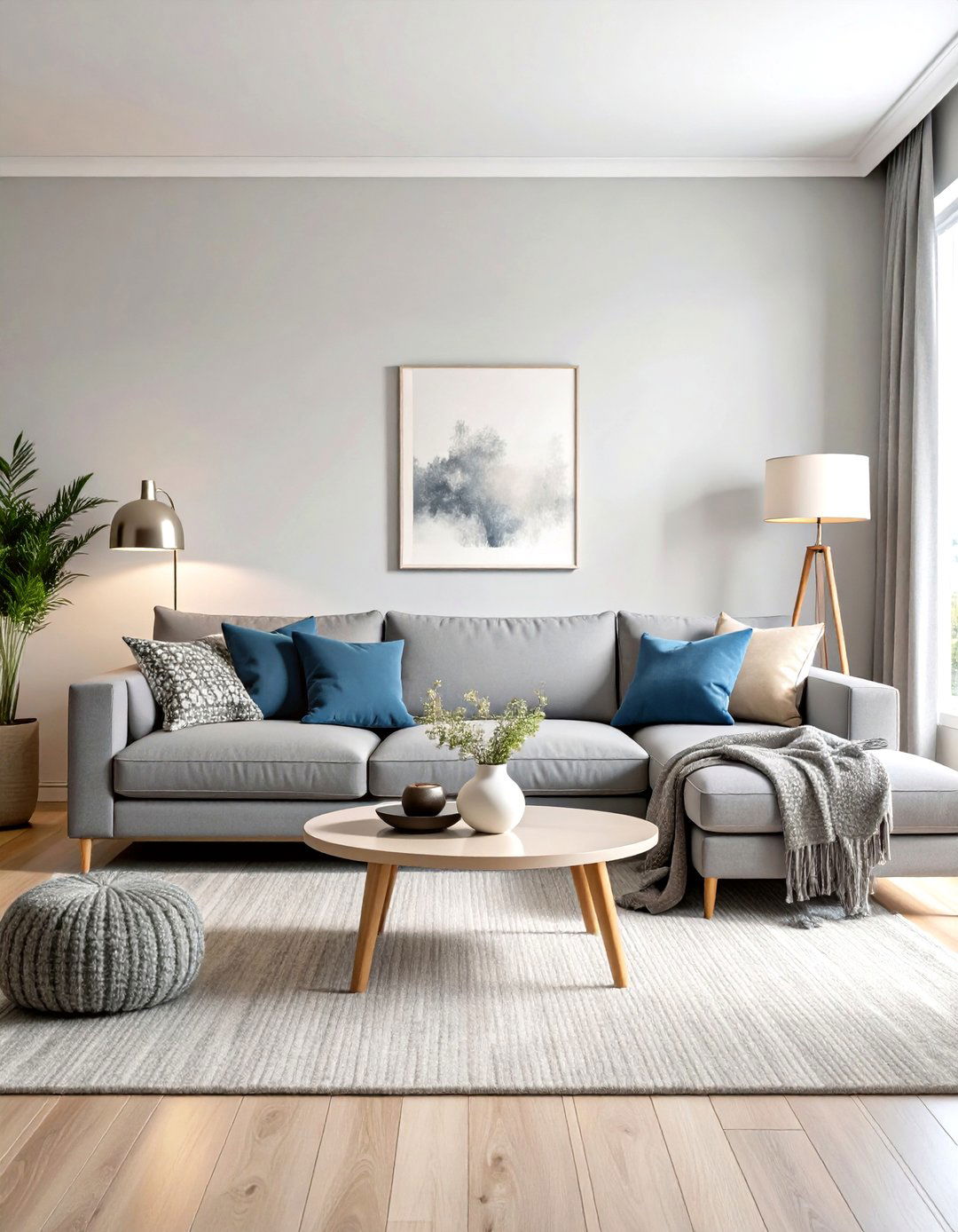 Monochromatic Minimalist Living Room in Warm Grays - 20 Minimalist Living Room Ideas