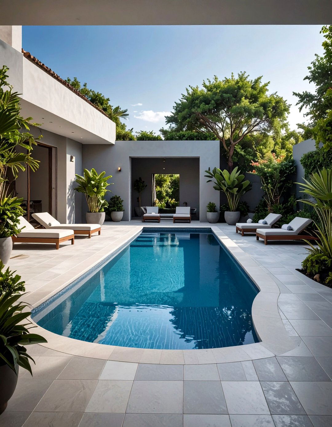 Monochromatic Pool Tile Sophistication - 20 Pool Tile Ideas