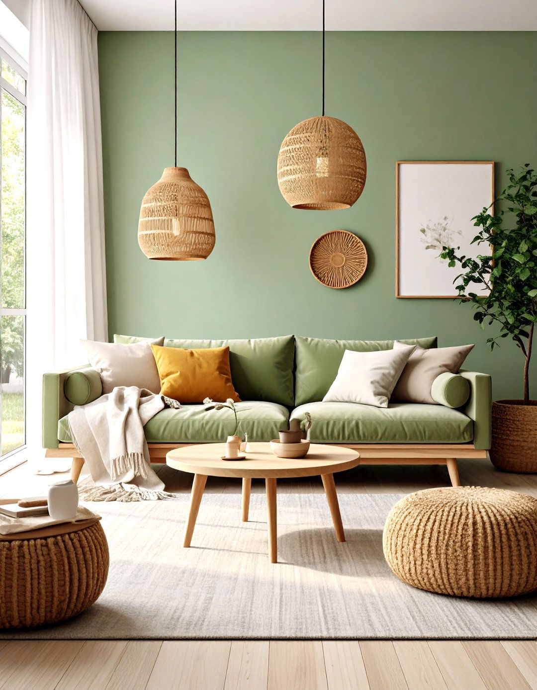 Monochromatic Sage Minimalist Modern Boho Living Room - 20 Minimalist Modern Boho Living Room Ideas