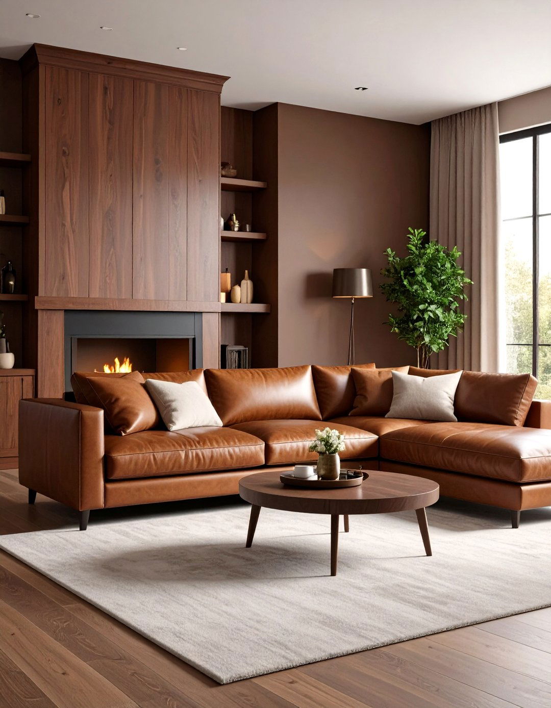 Monochromatic Sectional Fireplace Sophistication - 20 Living Room Ideas With Sectionals and Fireplace