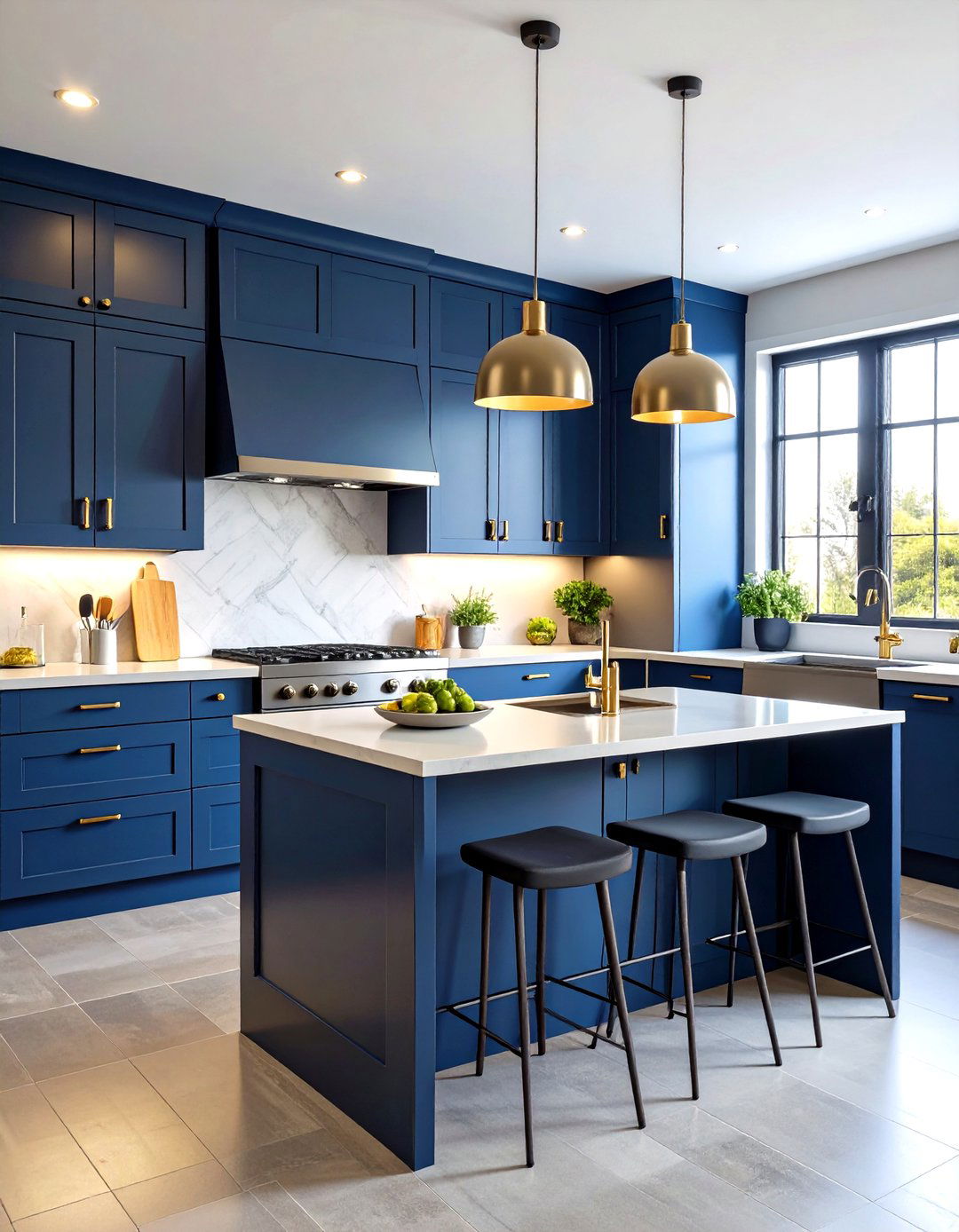 Monochromatic Shades Light to Dark - 20 Two Tone Kitchen Cabinet Ideas