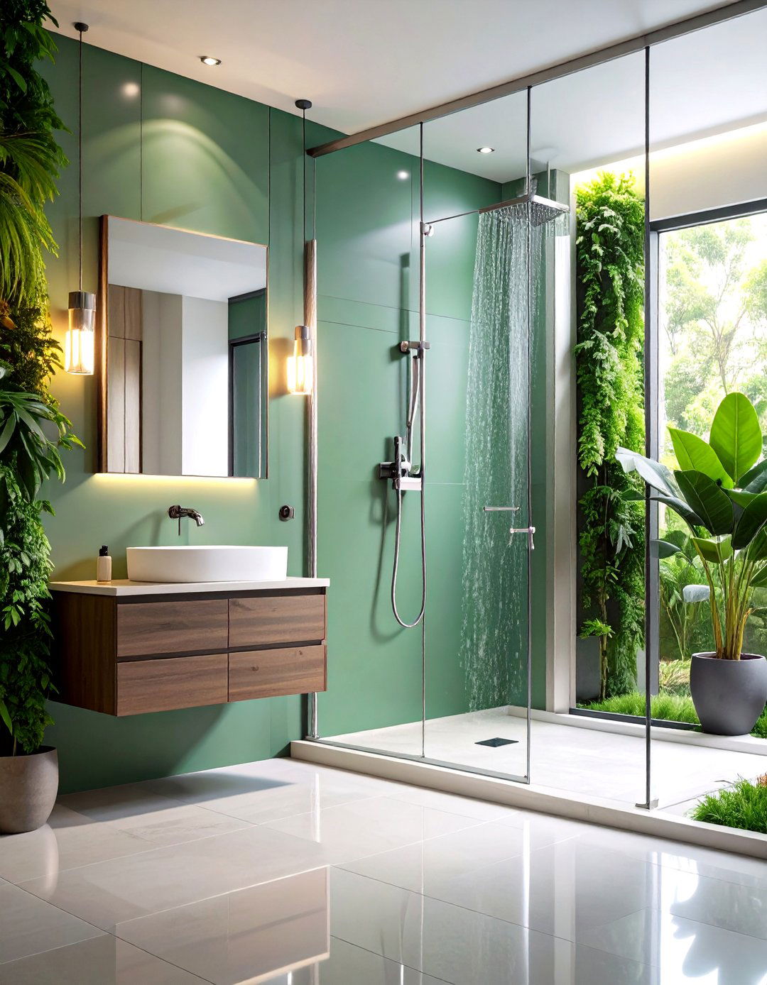 Monochromatic Shower Wall Sophistication - 20 Shower Wall Ideas