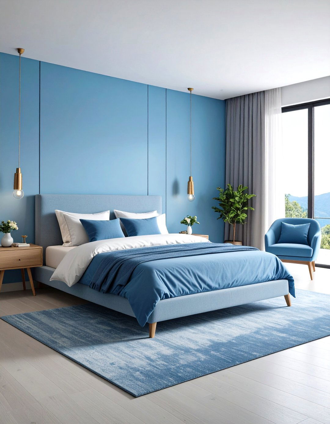 Monochromatic Sky Blue Scheme - 20 Sky Blue Bedroom Ideas
