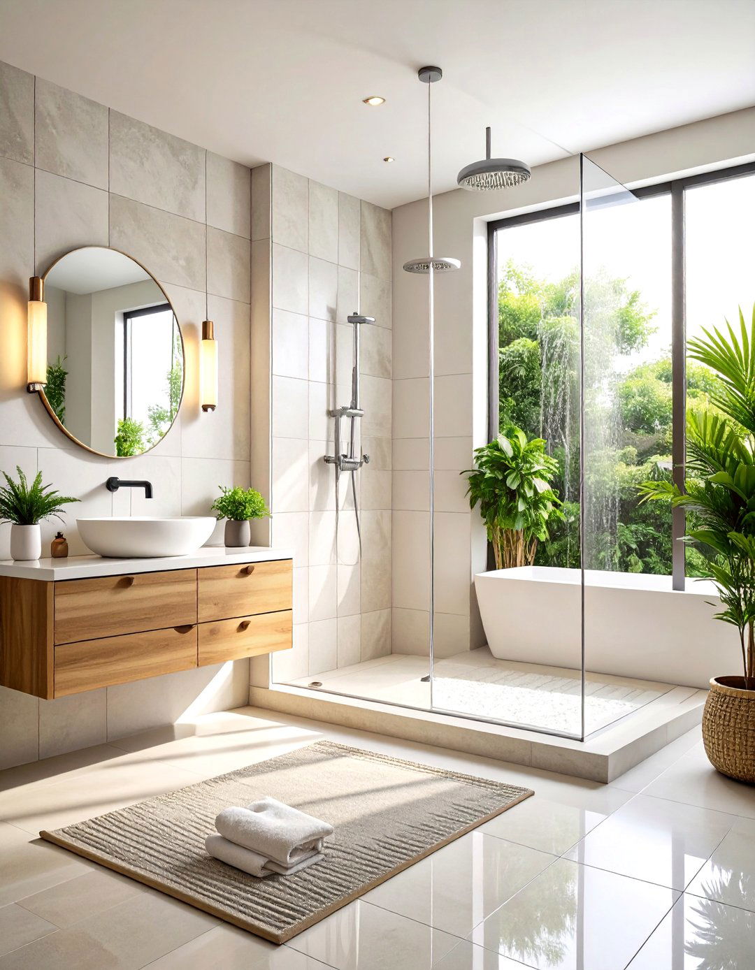 Monochromatic Tone on Tone Tile - 20 Walk-in Shower Tile Ideas