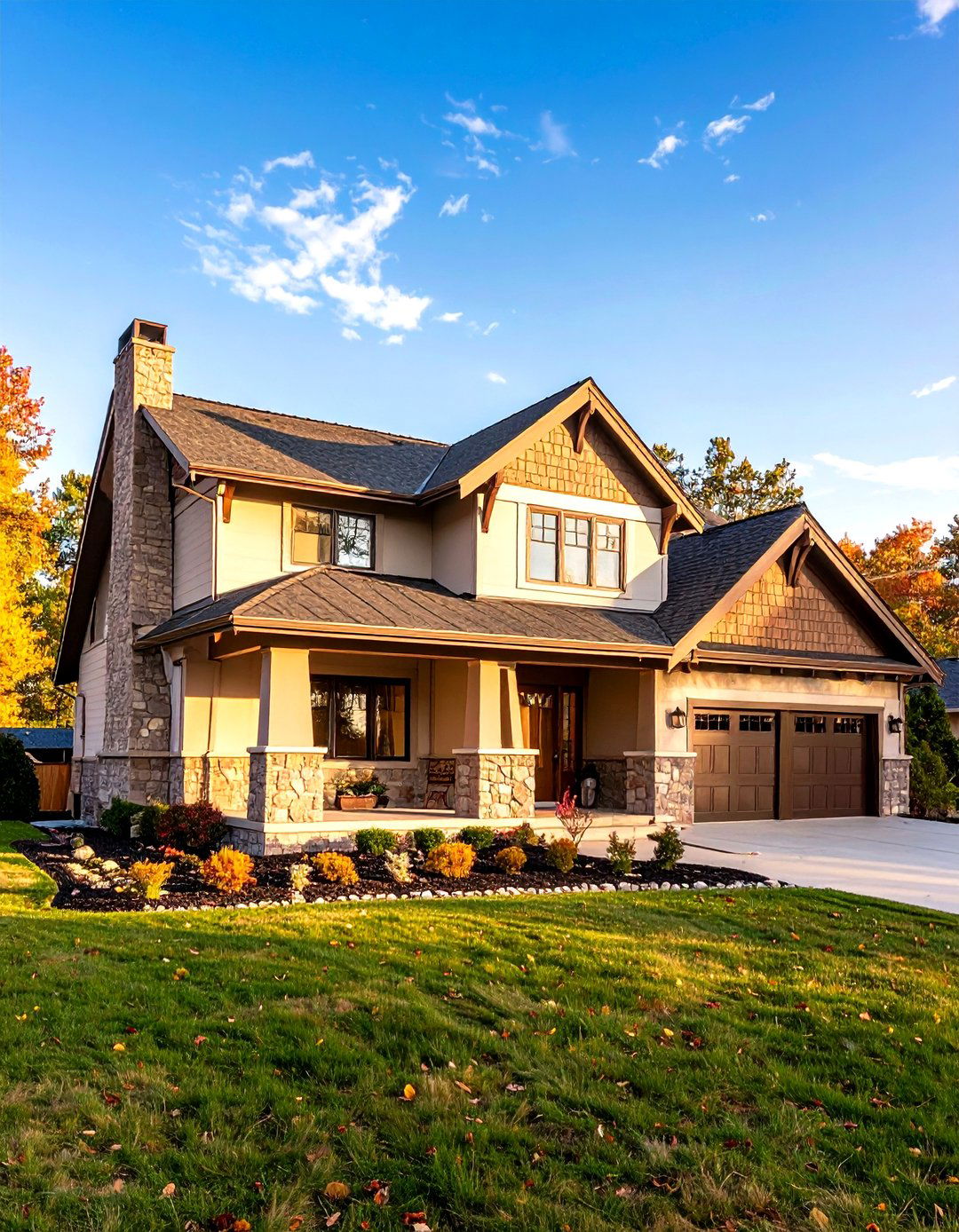 Monochromatic Warmth for Craftsman Charm - 20 Home Designs Using Natural Clay Siding Colors