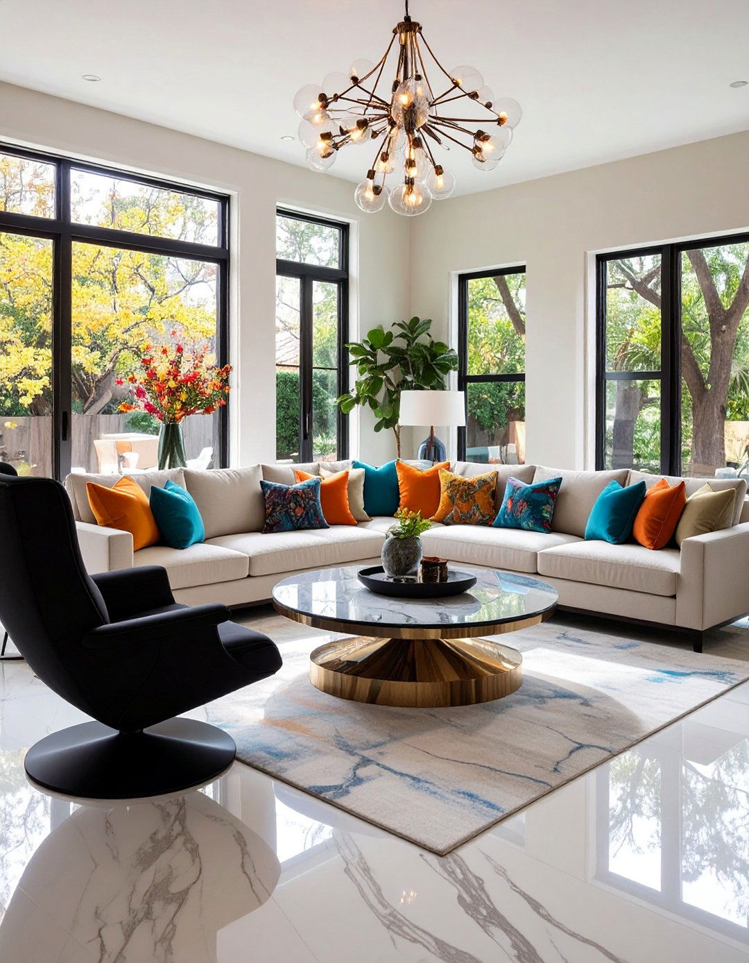 Monochrome Black Living Room Furniture Mix - 20 Black Living Room Ideas