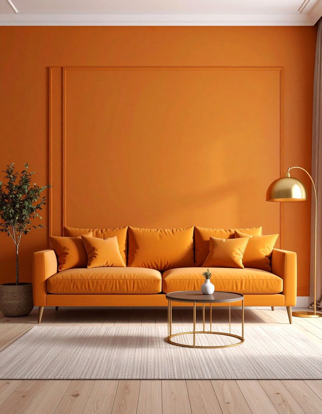 Monochrome Burnt Orange Statement - 20 Burnt Orange Living Room Ideas