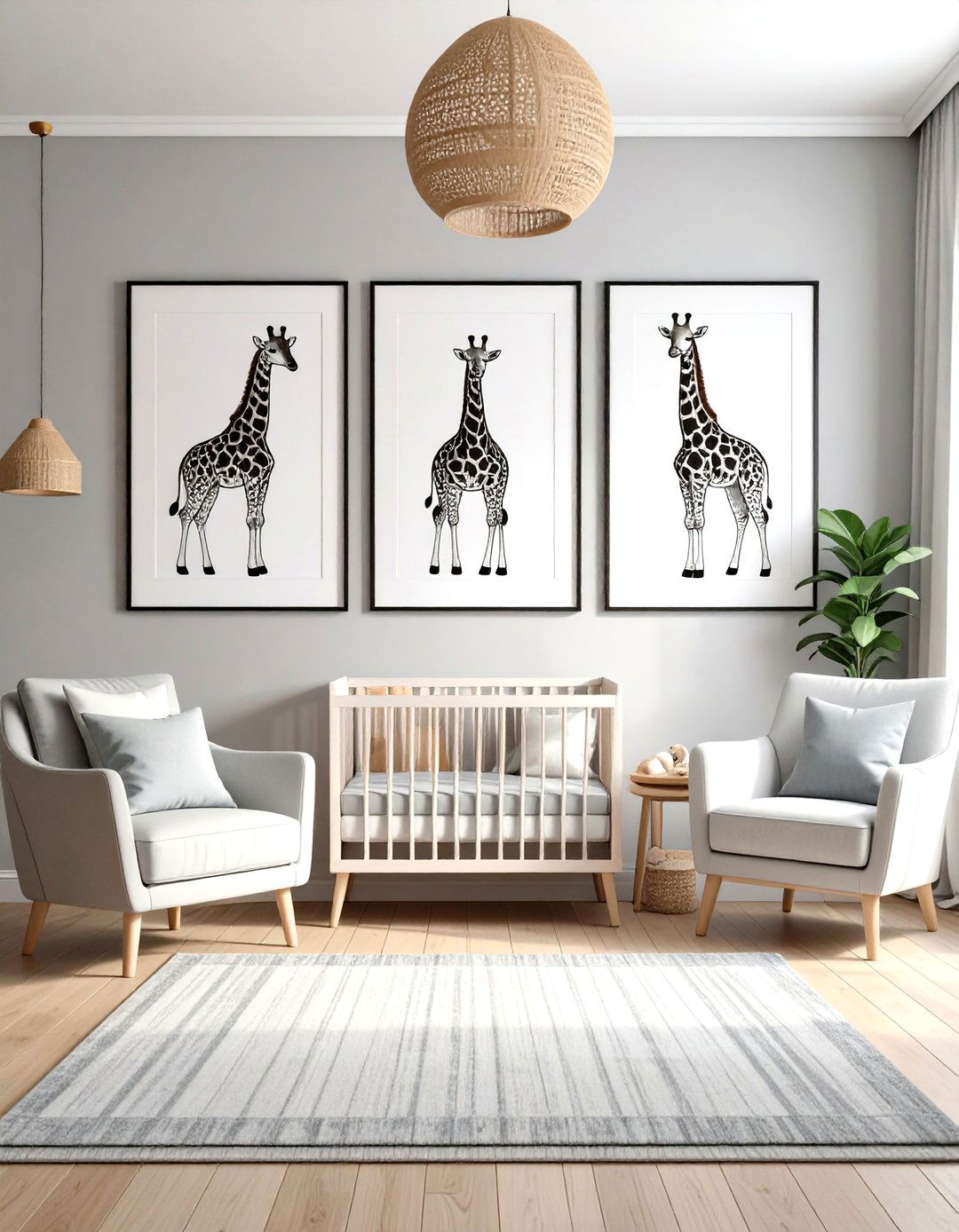 Monochrome Giraffe Line Art Gallery - 20 Giraffe Nursery Ideas