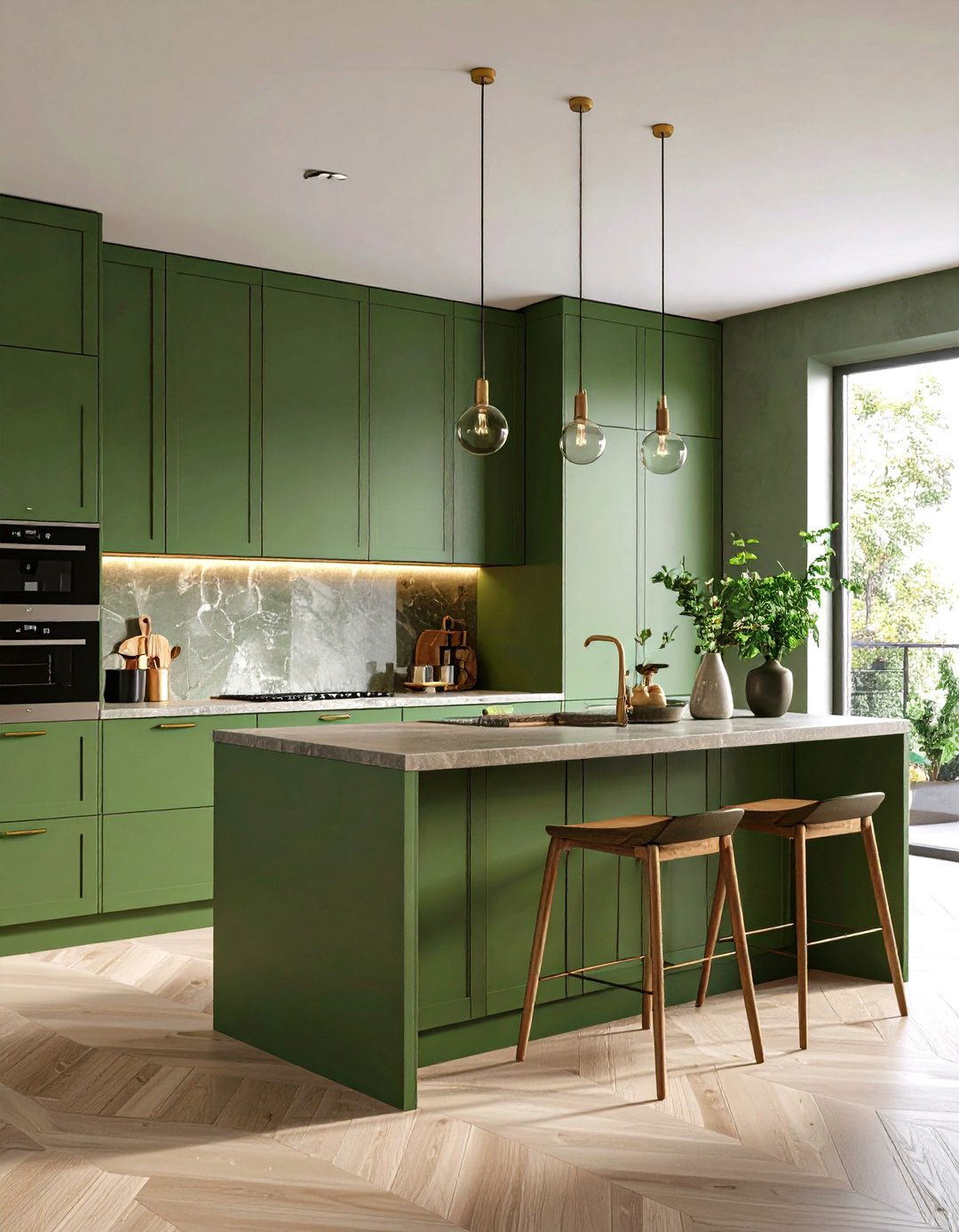 Monochrome Green Palette - 20 Sage Green Kitchen Island Ideas