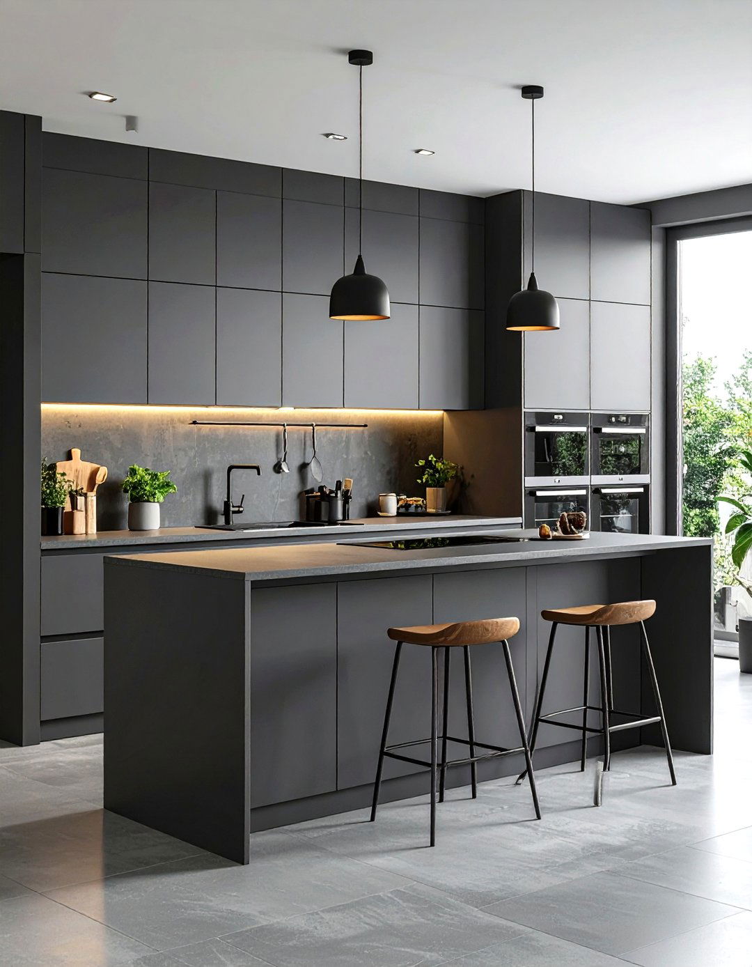 Monochrome Matte Gray Minimalist Kitchen - 20 Gray Kitchens