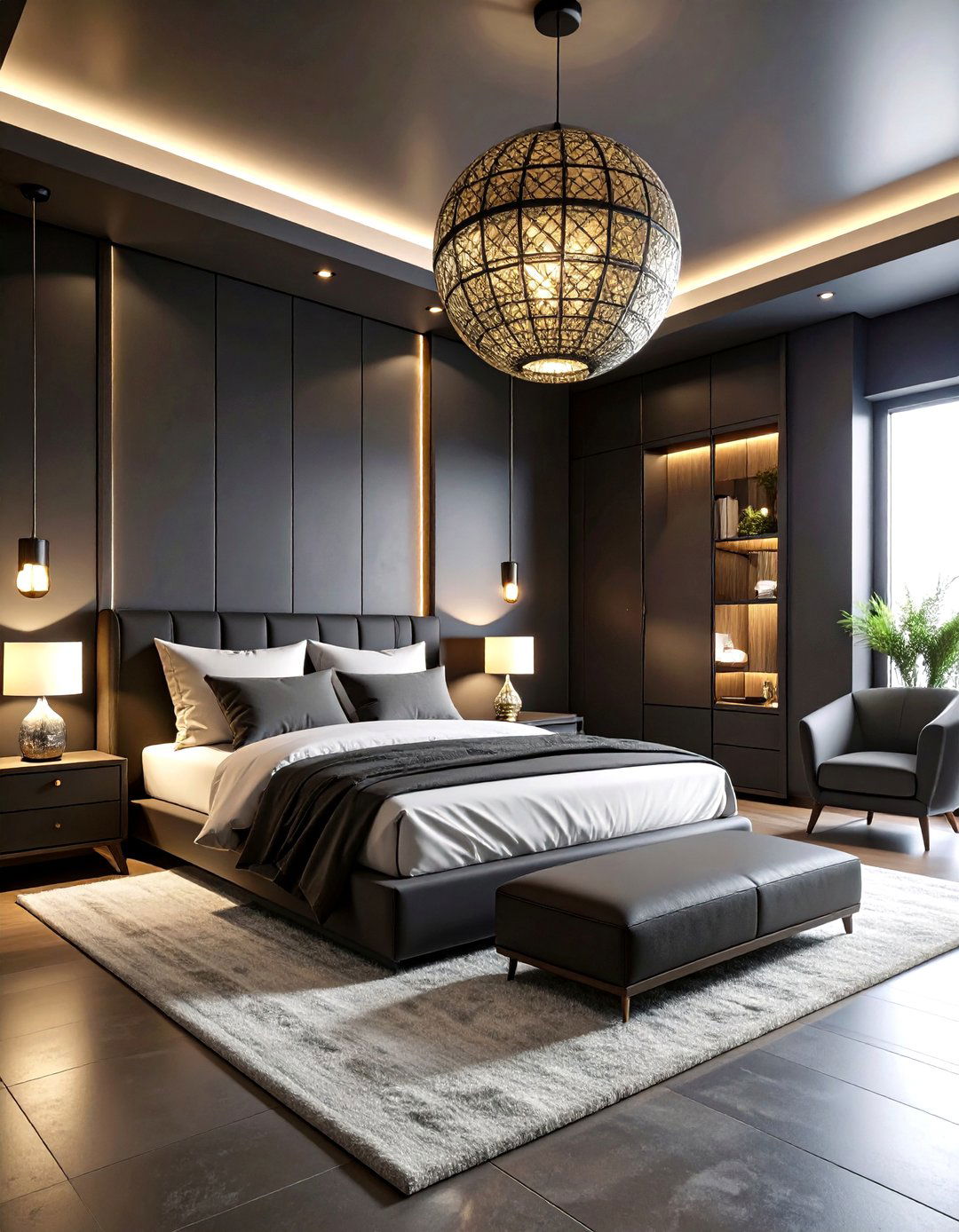 Monochrome Modernist Matte Black Haven - 20 Matte Black Bedroom Ideas