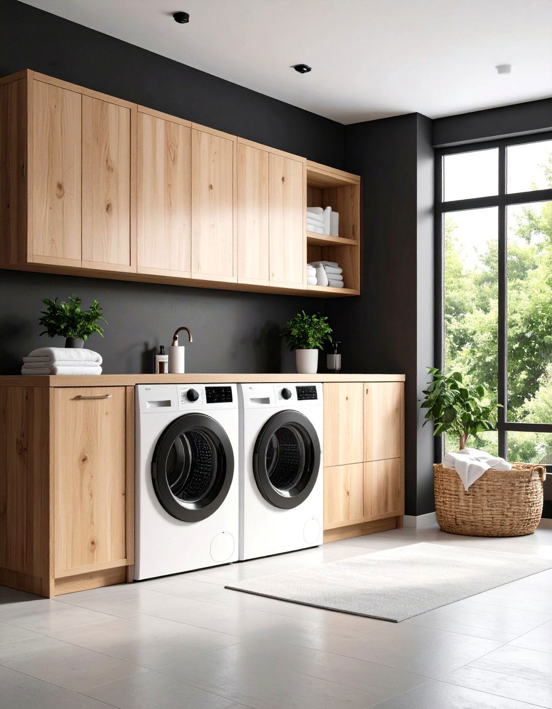 Monochrome Palette - 20 Stackable Laundry Room Ideas