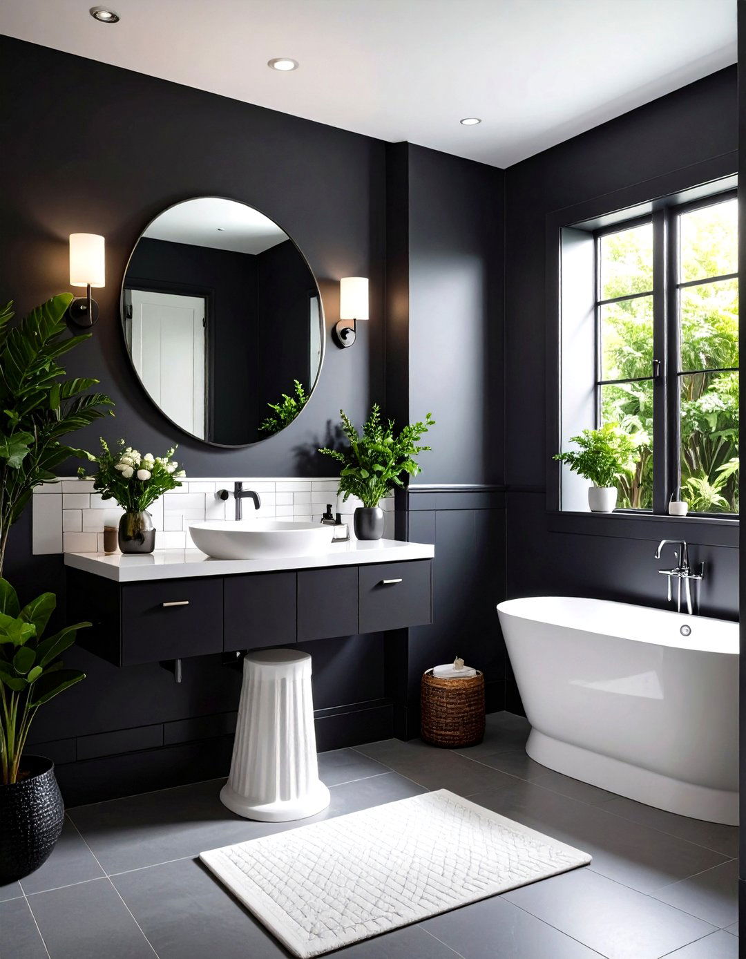 Monochrome Texture Rich Powder Room - 20 Eclectic Powder Room Ideas