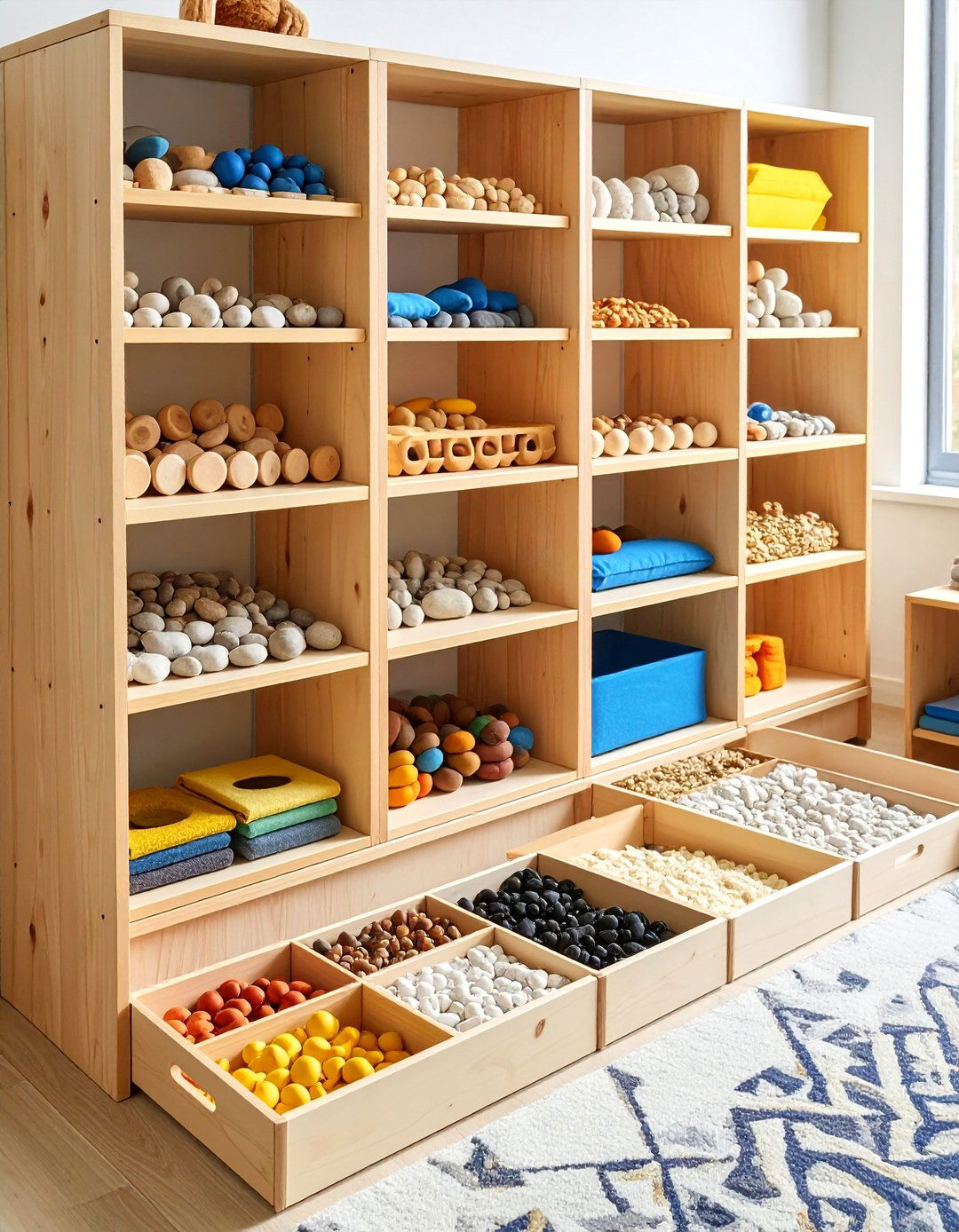 Montessori Nursery Loose Parts Play Basket Area - 20 montessori nursery ideas