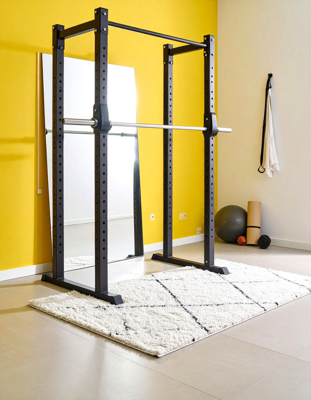 Montessori Nursery Mirror and Pull Up Bar Movement Area - 20 montessori nursery ideas