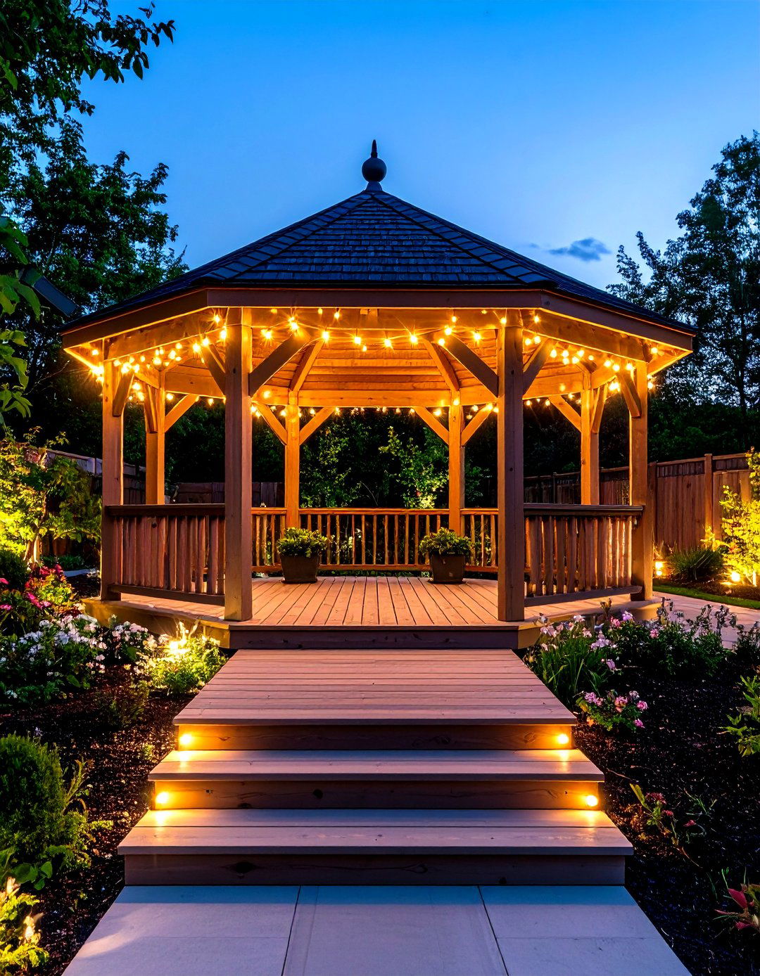 Mood Lighting Gazebo for Evening Glow - 20 Gazebo on Deck Ideas