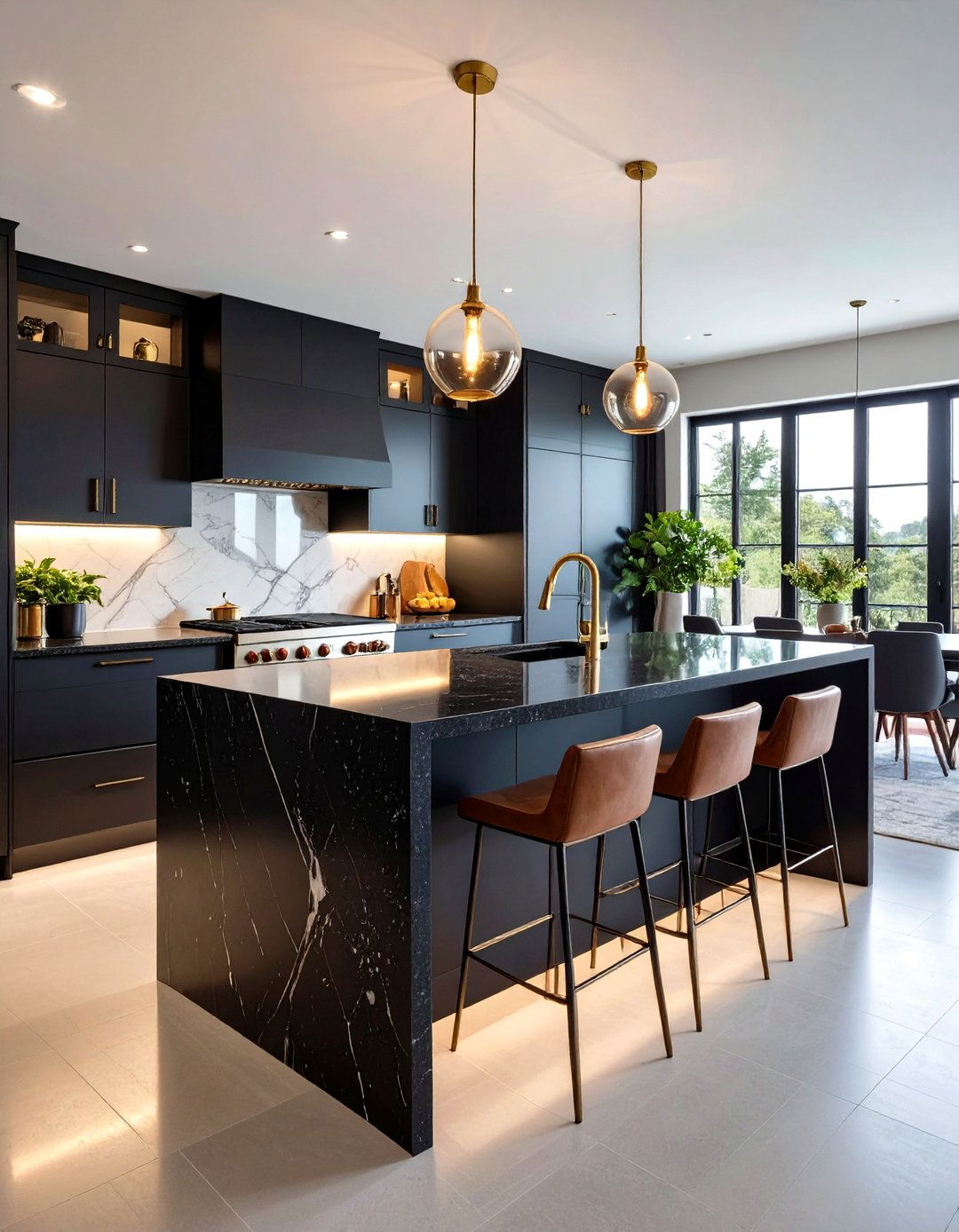 Moody All Black Elegance - 20 Black Granite Countertops Kitchen Ideas